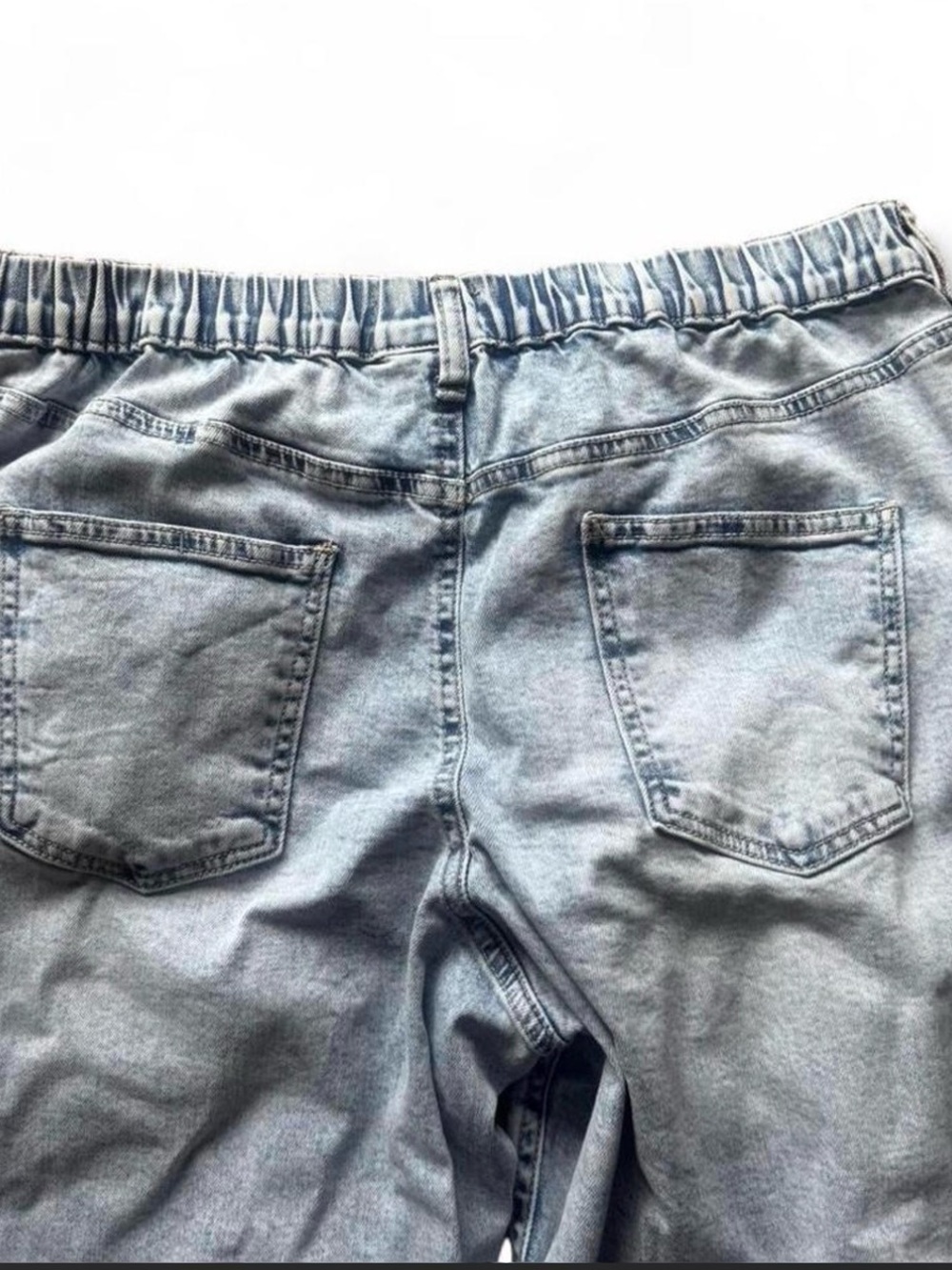 Project Indigo women’s elastic waist size large light wash, barrel jeans, cotton - Picture 3 of 5